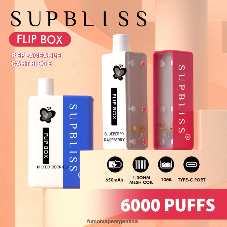 Fumot Supbliss Flip kit de vapeo reemplazable box 6000 - 10ml (1 pieza) - Fumot Argentina frambuesa arándano 2T00T332