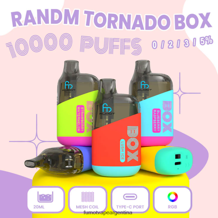 Fumot Tornado Caja de 10000 vape pods desechables - 20 ml (1 pieza) - Fumot Vape Precio hielo de energía roja 2T00T367