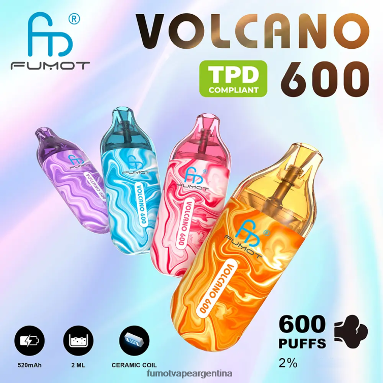 Fumot Volcano Vape desechable compatible con 600 tpd - 2 ml (juego de 3 piezas) - Fumot Argentina arándano en hielo 2T00T302