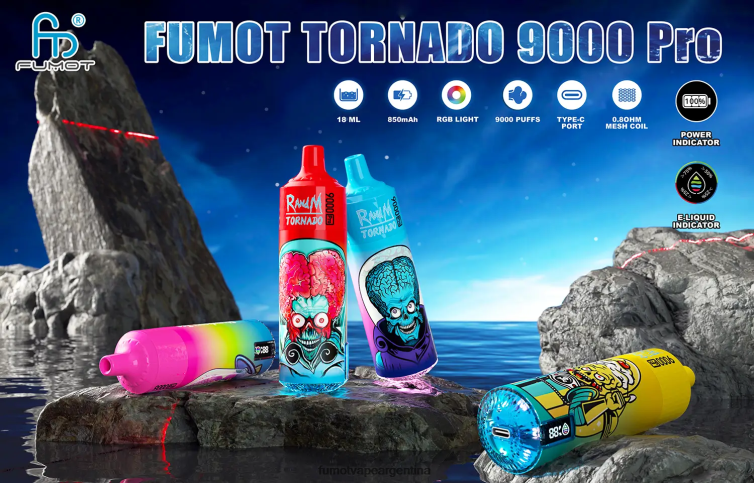 Fumot Tornado 1 pieza de vaporizador desechable 9000 pro de 18 ml - Fumot Precio sandía fresa de primera 2T00T226