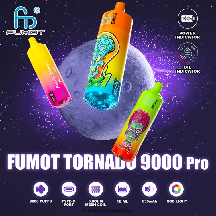 Fumot Tornado 1 pieza de vaporizador desechable 9000 pro de 18 ml - Fumot Precio sandía fresa de primera 2T00T226