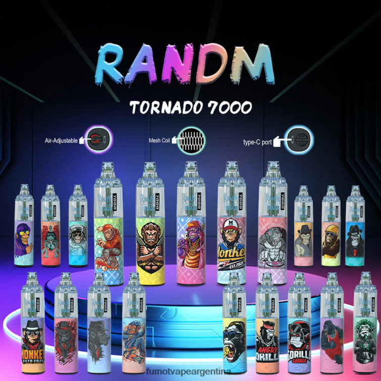 Fumot Tornado Pluma vaporizador desechable 7000 - 14 ml (1 pieza) - Fumot Precio caramelo de durazno y arándanos 2T00T86